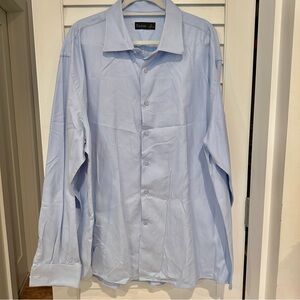 Tiglio Luxe Blue Long Sleeve Button Down Cotton Dress Shirt 20 36/37